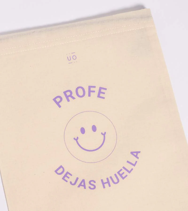 Bolsa tela regalo "Profe dejas huella" de UO