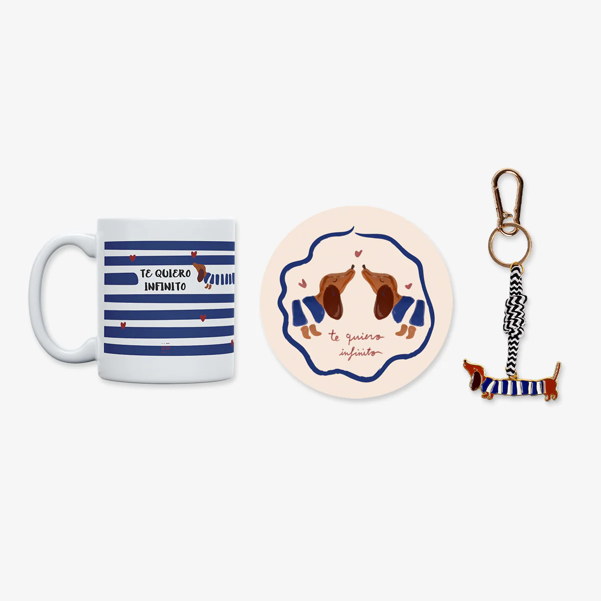 Kit Llavero + Taza + Posavasos "Te quiero infiito" WEAREUO