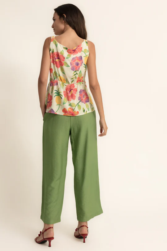 PANTALÓN RECTO FLUIDO GRACIE COLOR ALBAHACA DE CMS