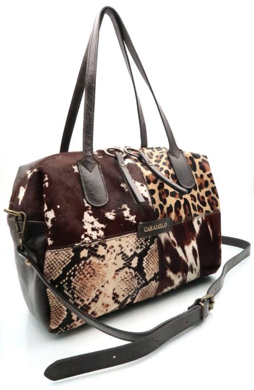 BOLSO PIEL RUSTIK/PACTWORK PRINT ANIMAL DE CARAMELO BY FERCHI