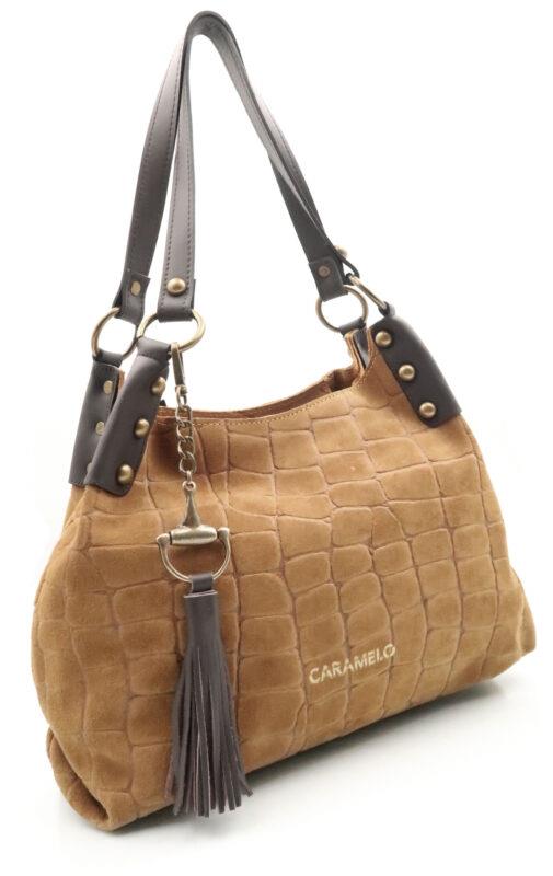 BOLSO PIEL NAPA/SERRAJE COCO CAMEL DE CARAMELO BY FERCHI DE LA COLECCION PAOLA