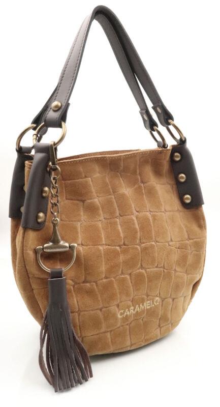 BOLSO PIEL NAPA/SERRAJE COCO CAMEL DE CARAMELO BY FERCHI DE LA COLECCION PAOLA