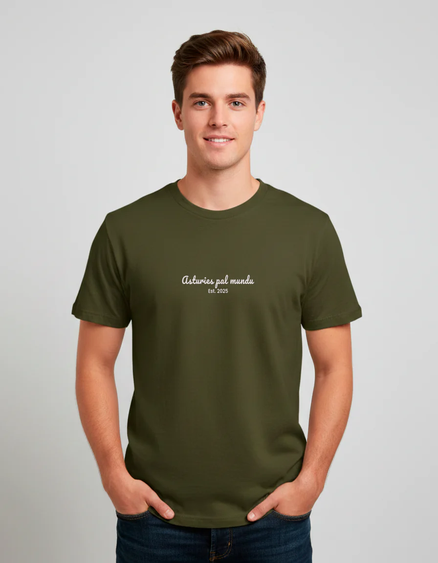 Camiseta verde logo ASTURIES PAL MUNDU