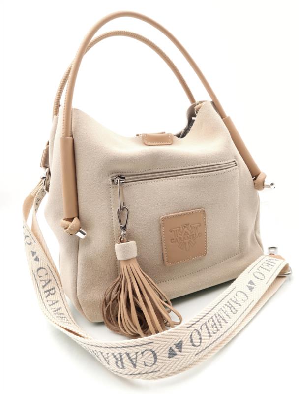 BOLSO PIEL SERRAJE/VAQUETA BEIGE DE CARAMELO BY FERCHY