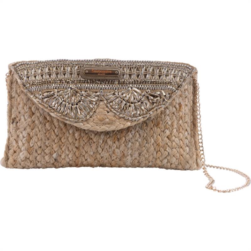 CLUTCH JUTE NATURAL ANGELA ORO DE SIMO SASTRE