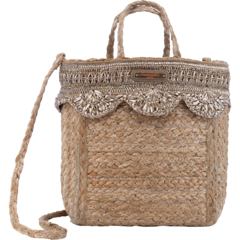 SHOPPER JUTE NATURAL ANGELA ORO DE SIMO SASTRE 