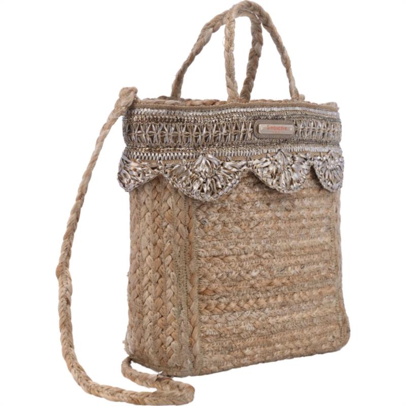SHOPPER JUTE NATURAL ANGELA ORO DE SIMO SASTRE 