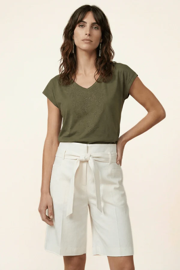 Camiseta verde militar strass tigre Lolitas&L