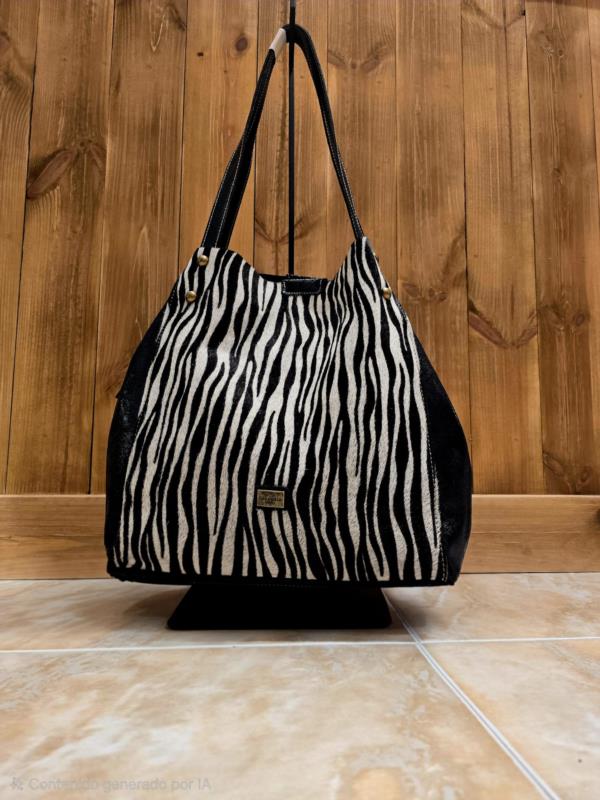 BOLSO PIEL ELEFANT/ANIMAL PRINT NEGRO CARAMELO