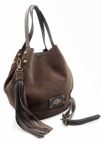 BOLSO PIEL SERRAJE TAUPE CARAMELO