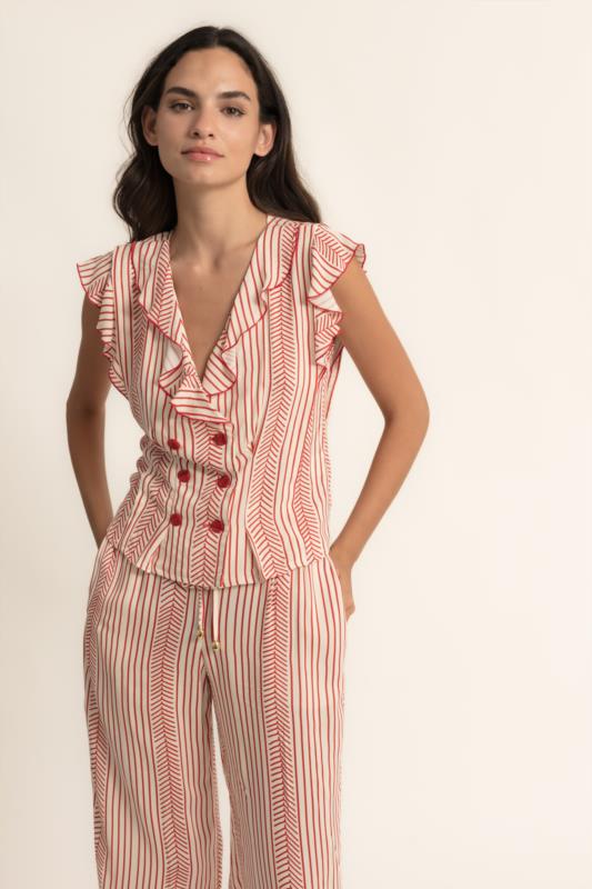 BLUSA ISHA DOBLE BOTONADURA RAYAS  DE CMS LOVE