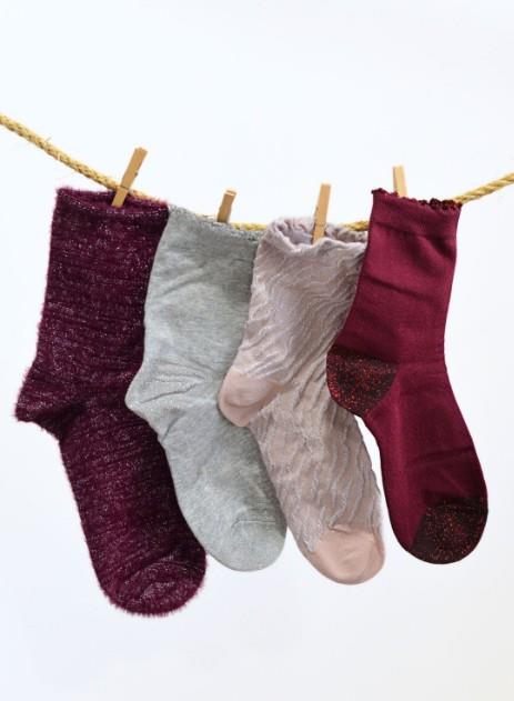 Caja 4 uds calcetines lurex cebra Premium Granate NOCO