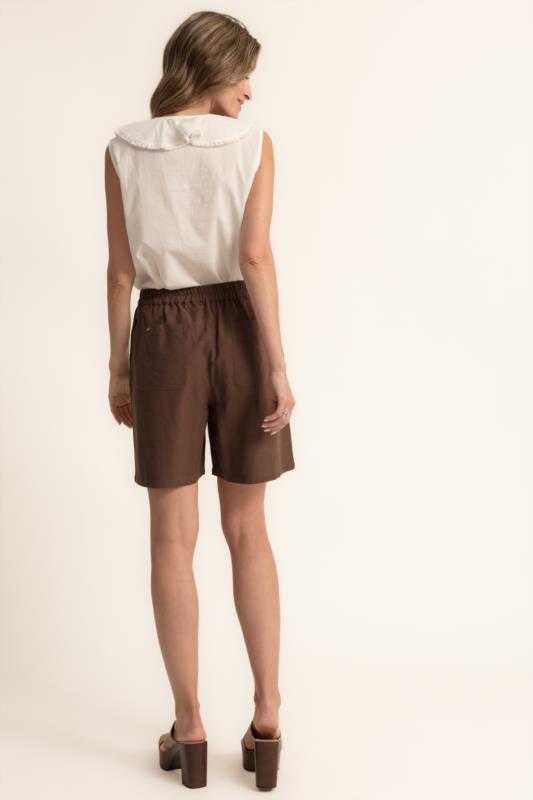 BERMUDA RUTH EN COLOR MARRÓN MEZCLA LINO DE CMS LOVE